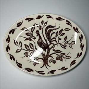 Vintage Dura Print Homer Laughlin Rooster Serving Dish USA Brown MCM